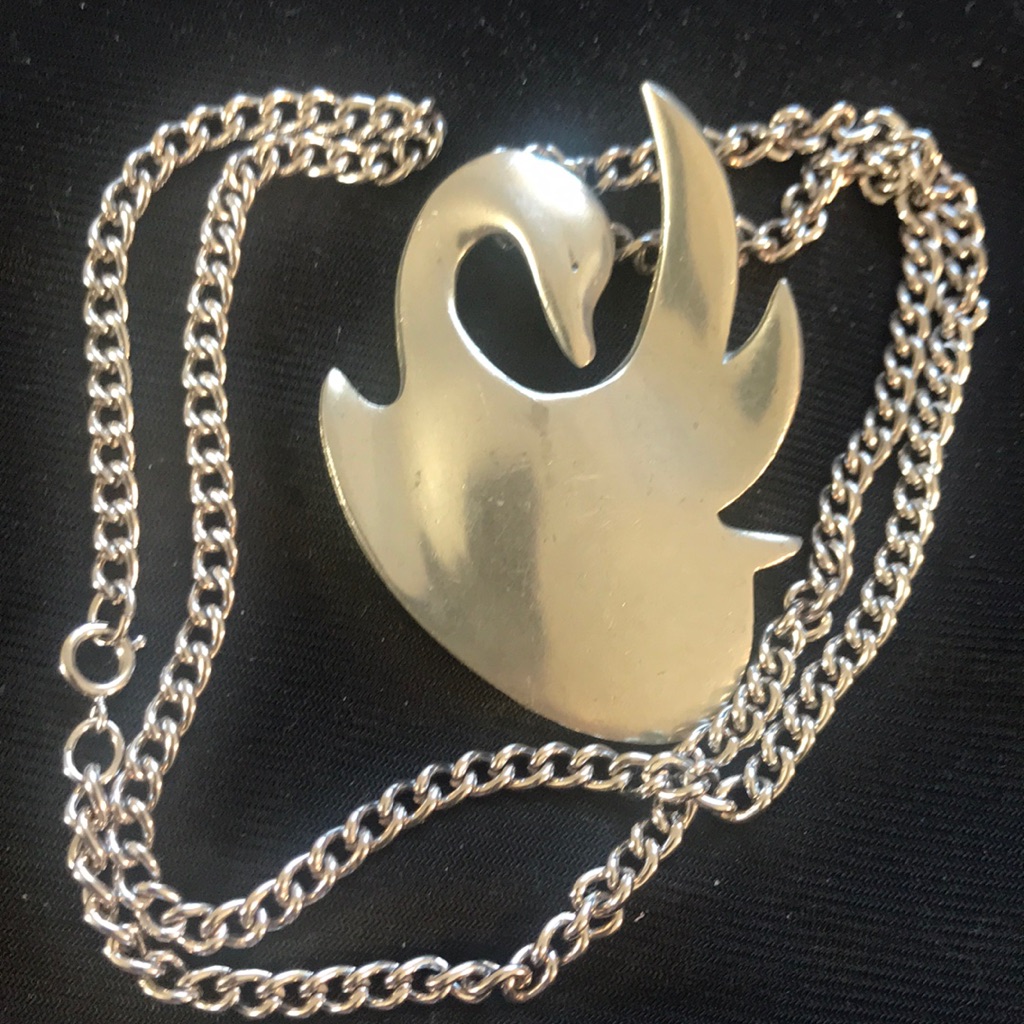 Reed & Barton Swan Pewter Vtg Necklace